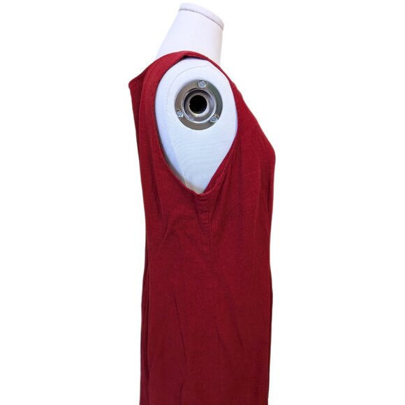 Vintage 90s Reitmans Linen Blend Shift Dress Red Long Sleeveless Classic Size 15 - Picture 5 of 12